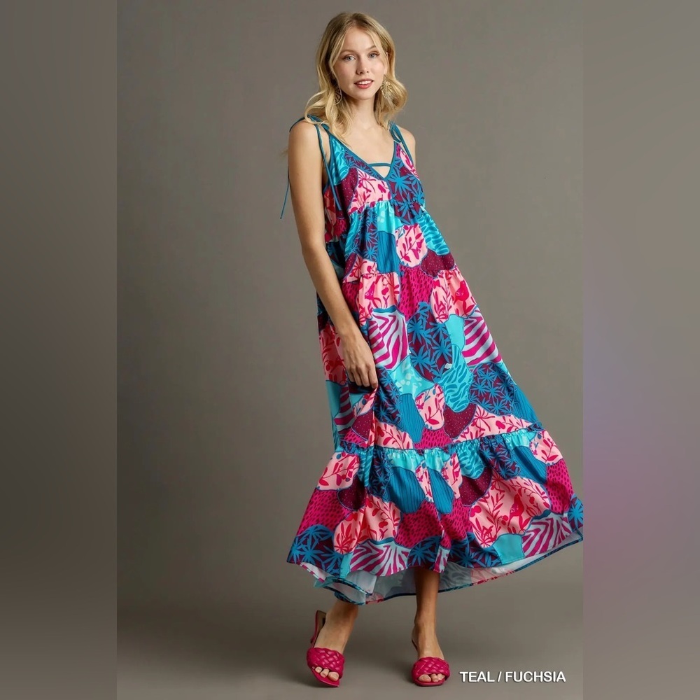 Umgee Teal & Fuschia Sundress